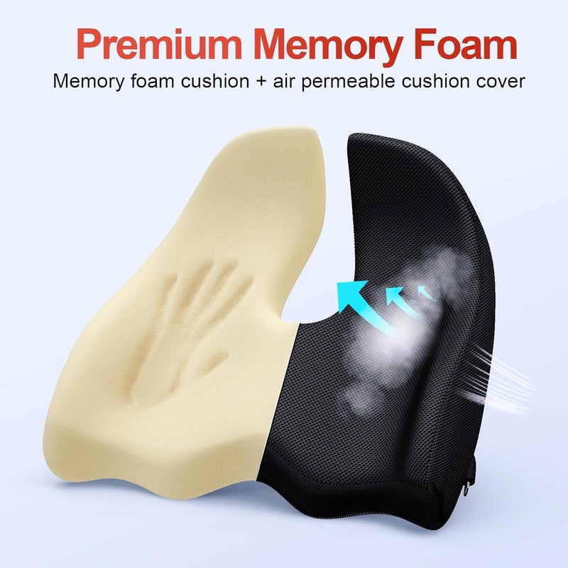 A-Pce Large Memory Seat Cushion for Office Chair Pressure Relief Sciatica & Tailbone Pain Relief Memory Foam Firm Coccyx Pad for Long Sitting, for Office Chair, Gaming Chair and Car Seat, Black - Image 4